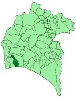 Расположение муниципалитета Лепе на карте провинции