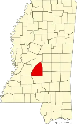 Округ Ранкин на карте штата.