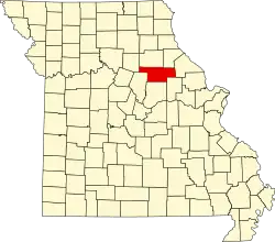 A state map highlighting Audrain County in the northeastern part of the state.