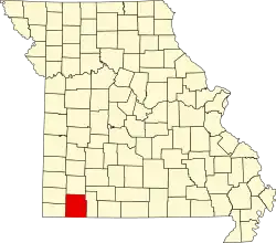 A state map highlighting Barry County in the southwestern part of the state.