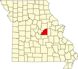 A state map highlighting Osage County in the middle part of the state.