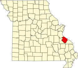 A state map highlighting Sainte Genevieve County in the southeastern part of the state.
