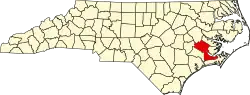 Округ Крейвен на карте штата.