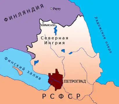 Северная Ингрия на карте РСФСР 1919-1920 гг.