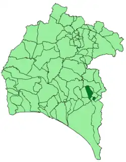 Расположение муниципалитета Вильяльба-дель-Алькор на карте провинции