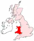 Расположение Уэльса в Соединённом Королевстве