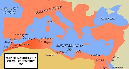 Мавретания выделена красным