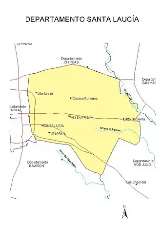Департамент  Санта-Лусия на карте