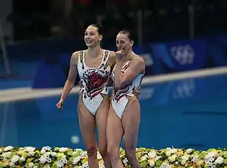 Марта Федина (слева) и Анастасия Савчук на Олимпийских играх 2020