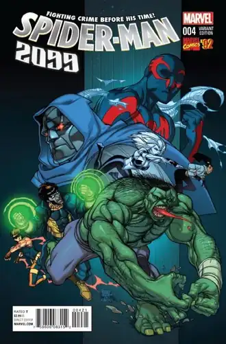 Вариантная обложка Spider-Man 2099vol. 3 #4 (декабрь 2015).Художник — Паскаль Ферри.