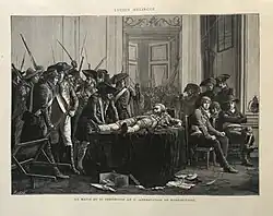 Утро десятого термидора (раненый Робеспьер). Гравюра с картины Меленга