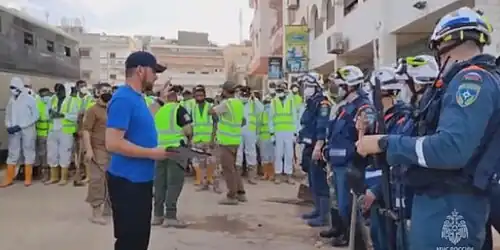 Совместный брифинг российских и ливийских спасателей перед началом спасательных работ