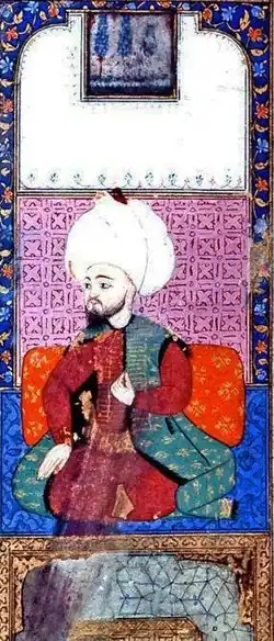 Джем на миниатюре из сборника жизнеописаний поэтов Ашика-челеби (1519—1571)