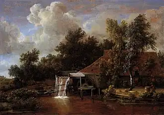 Пейзаж с водяной мельницей,Мейндерт Хоббема (1666)