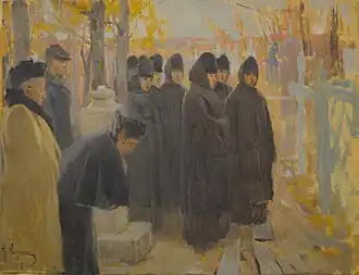 А. Корин. Панихида по Прянишникову. 1900