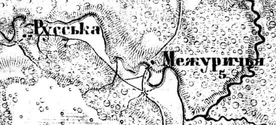 Деревня Межуречье на карте 1913 года