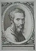 Портрет Микеланджело Буонарроти. 1760. По оригиналу Дж. Гизи 1565 г. Офорт