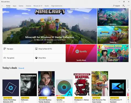 Скриншот программы Microsoft Store