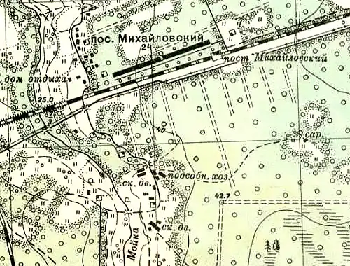 План посёлка Михайловский. 1941 год
