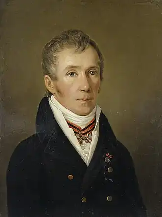 Портрет неизвестного (по устаревшей атрибуции — А. Н. Оленин). 1817Медь, масло. 38 × 29 смЭрмитаж, Санкт-Петербург