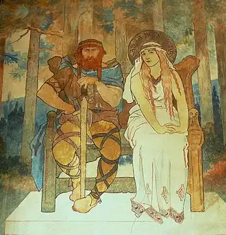 Адальрих и Бересвинда.  Фреска Ш. Спиндлера[англ.]. Сент-Одиль