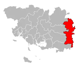 Кантон на карте департамента Морбиан