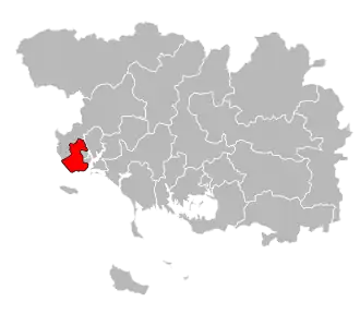 Кантон на карте департамента Морбиан