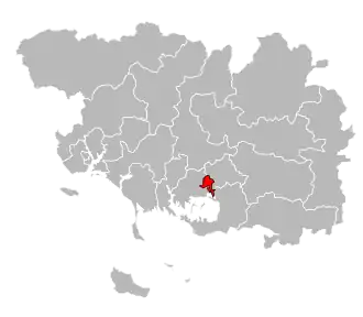 Кантон на карте департамента Морбиан