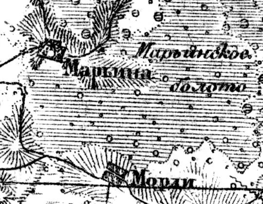 Деревня Марино на карте 1919 года