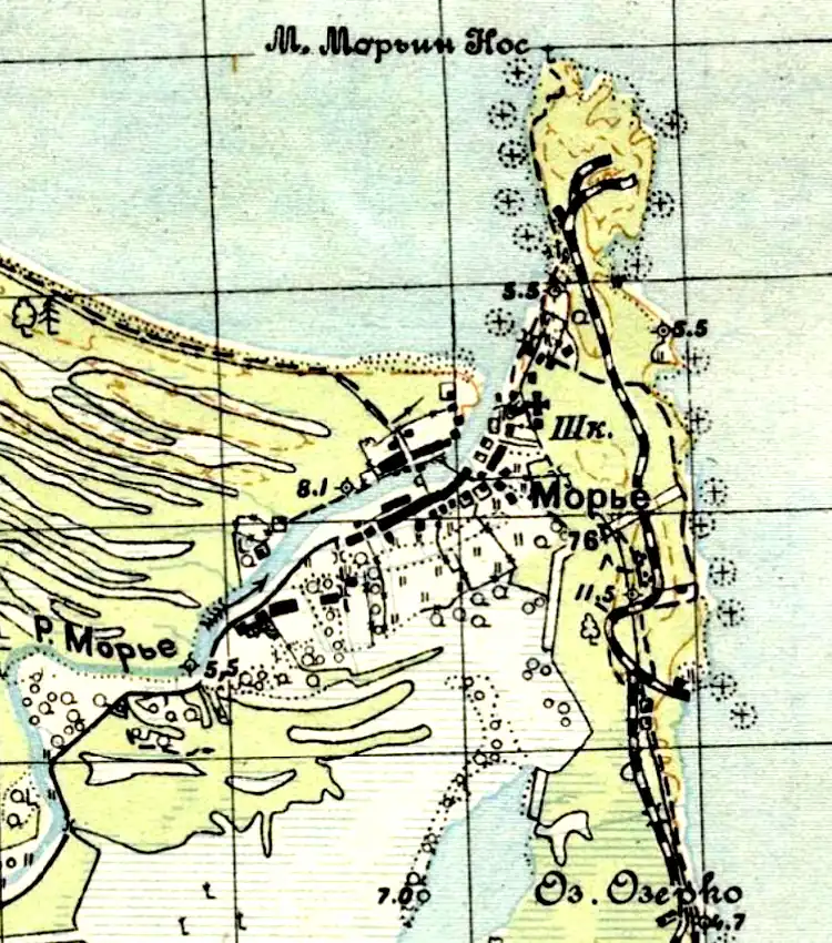 Село Морье на карте 1931 года