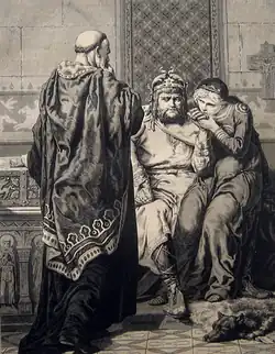 Аббат Витхар у Морвана. Миниатюра XIX века.