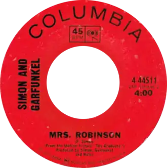 Обложка сингла Simon & Garfunkel «Mrs. Robinson» (1968)