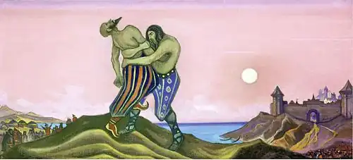 Единоборство Мстислава с Редедей. Картина Николая Рериха, 1943 год