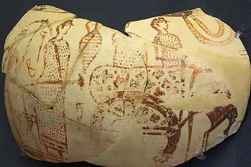 Колесница и воины на кратере из Энкоми Кипр, 1400-1350 гг. до н. э.