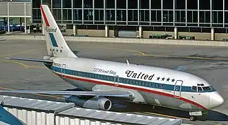 Разбившийся самолёт за 7 лет до катастрофы (в период эксплуатации в United Airlines)