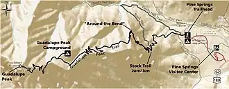 Карта тропы на Гуадалупе-Пик