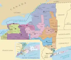 Карта избирательных округов Нью-Йорка с 2003 г. по настоящее время.