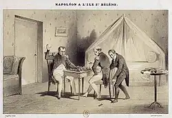 Неизвестный художник начала XIX века (Лейллот?). Наполеон играет в шахматы на острове Святой Елены, 1816