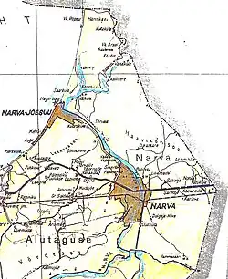Волость Нарва на карте Эстонии. 1939 год