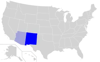 Штаты США, где распространён язык навахо (2000, перепись)