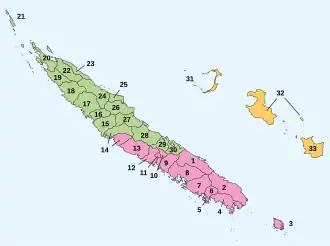      Острова Луайоте на карте Новой Каледонии