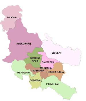 Нишавский округ на карте