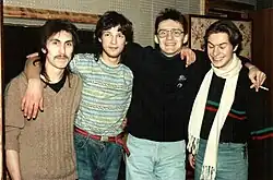 Группа «Ноль» на репетиции в 1991 году. «Инвалиды нулевой группы» (слева направо) Алексей Николаев, Фёдор Чистяков, Дмитрий Гусаков, Георгий Стариков