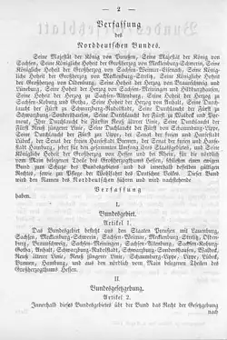 Вторая страница Конституции (публикация в Вестнике федерального законодательства Северогерманского союза)