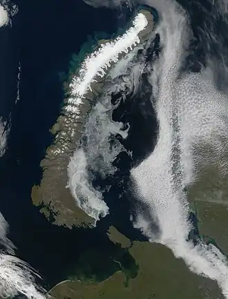 Вид на ледник со спутника