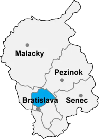 Район Братислава III на карте