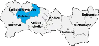 Район Гелница на карте