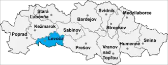 Район Левоча на карте