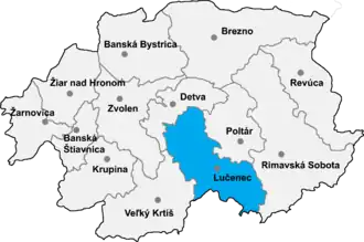 Район Лученец на карте