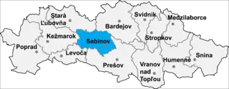 Район Сабинов на карте